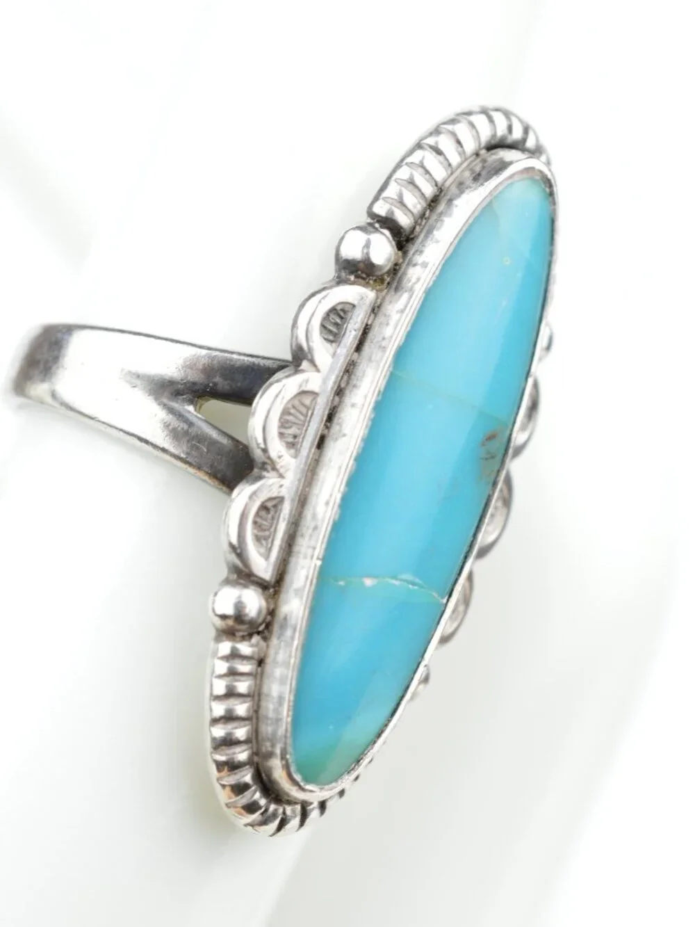 Vintage Bell Trading Post Sterling Silver Turquoise Ring Size 5.25 Southwestern